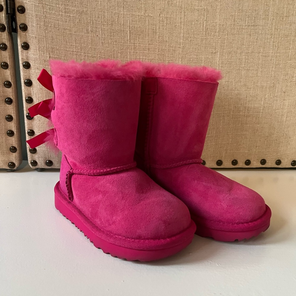 UGG Pink Suede Boots with Bows